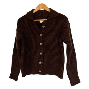 Topshop Brown Button Up Knit Sweater EUC US 0/2